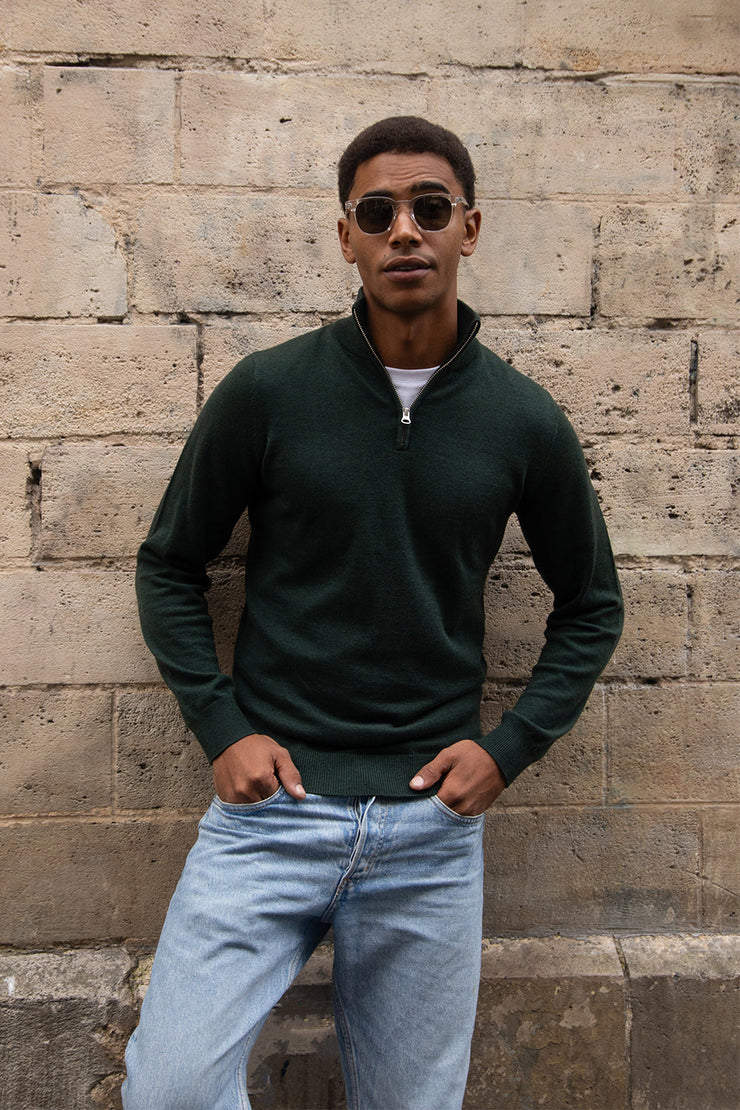 Quarter-zip Green Sweater
