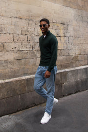 Quarter-zip Green Sweater