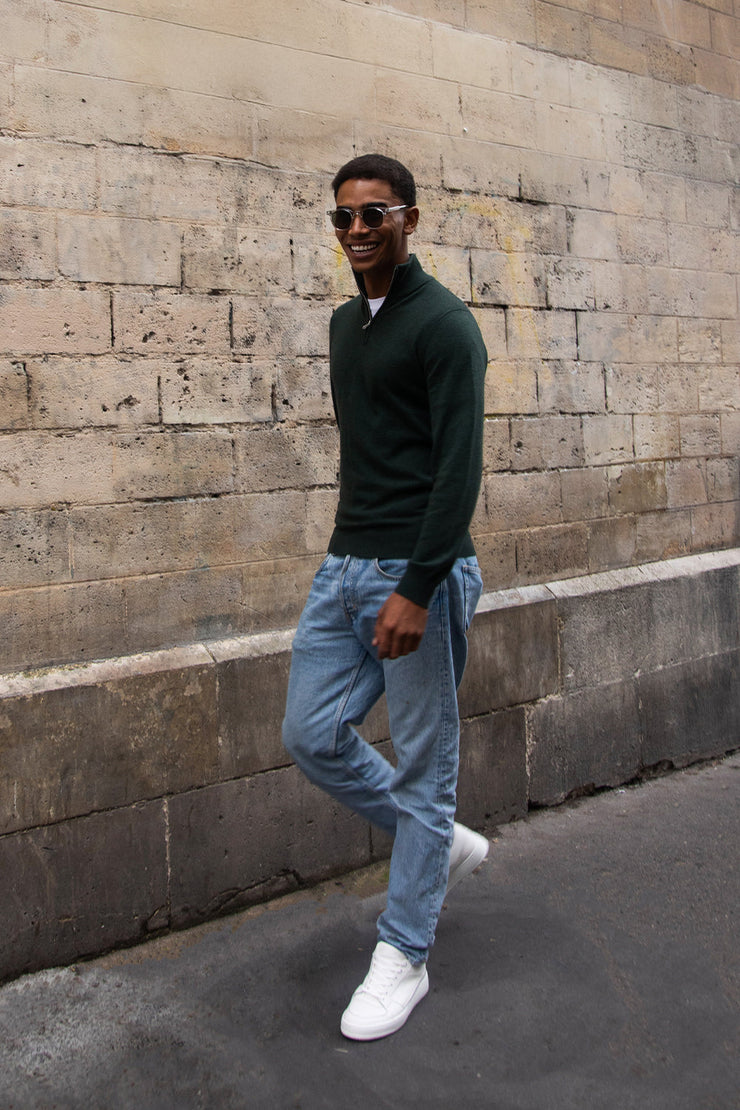 Quarter-zip Green Sweater