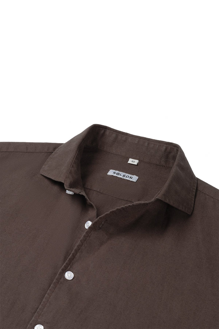 Lindo Dark Brown Linen Shirt