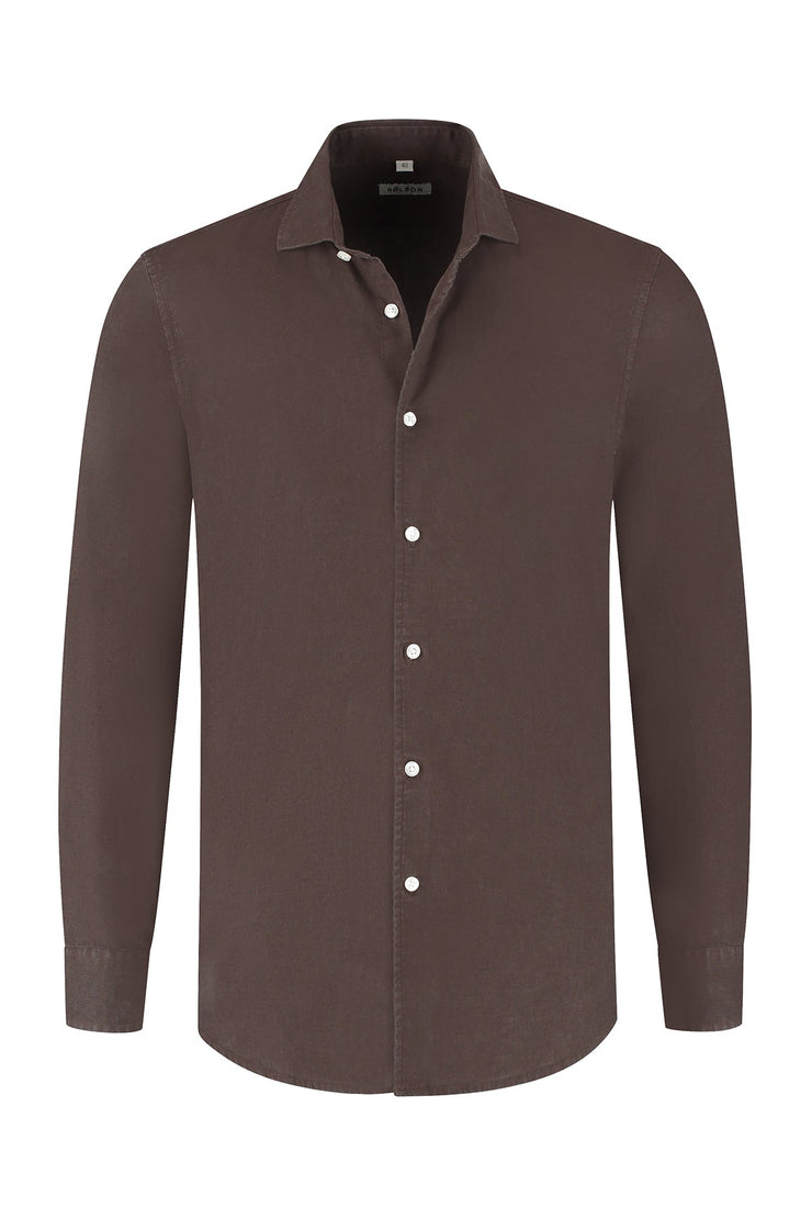 Lindo Dark Brown Linen Shirt
