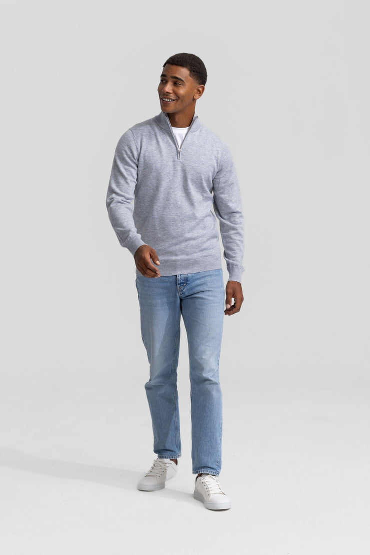 Quarter-zip Grey Sweater