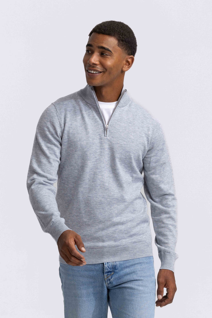 Quarter-zip Grey Sweater