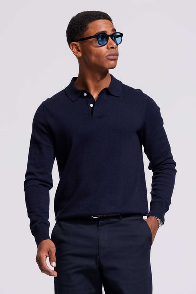 Knitted Polo Dark Blue