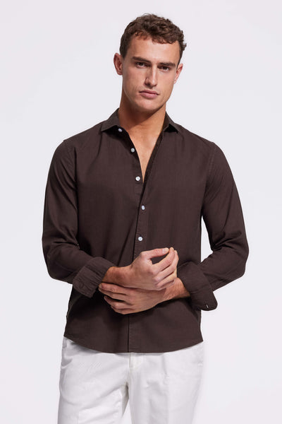 Lindo Dark Brown Linen Shirt