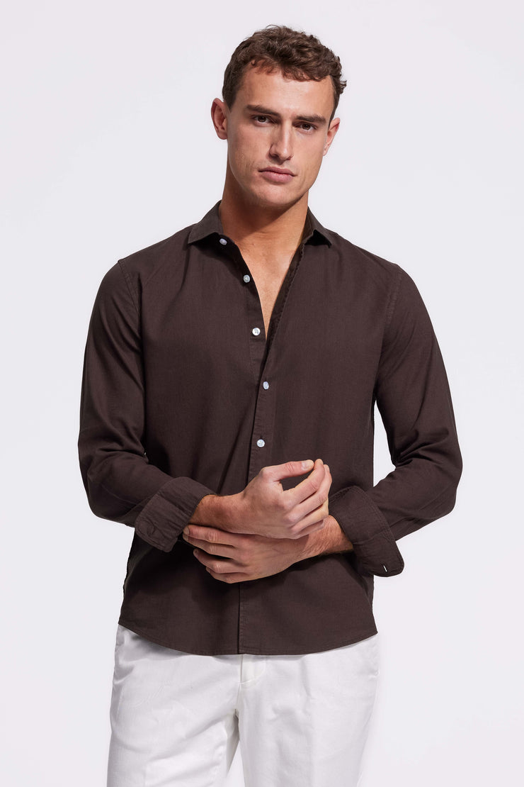 Lindo Dark Brown Linen Shirt