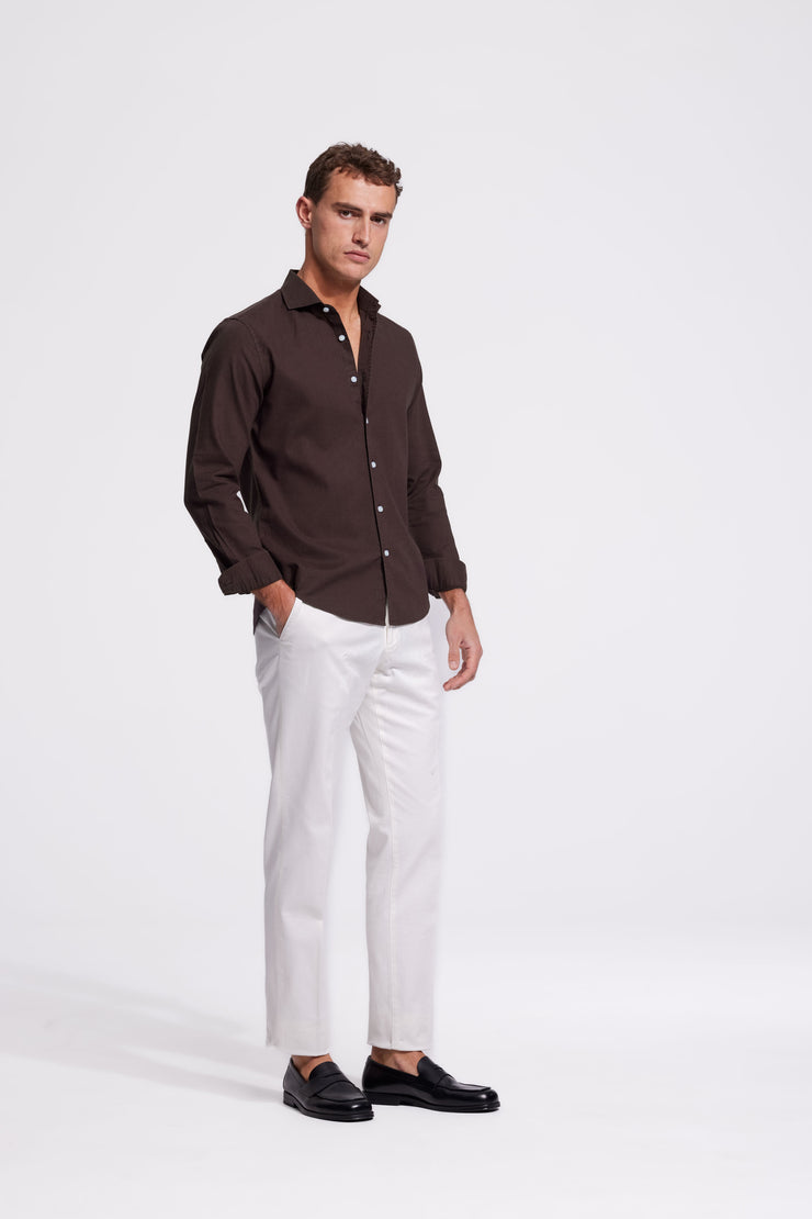 Lindo Dark Brown Linen Shirt