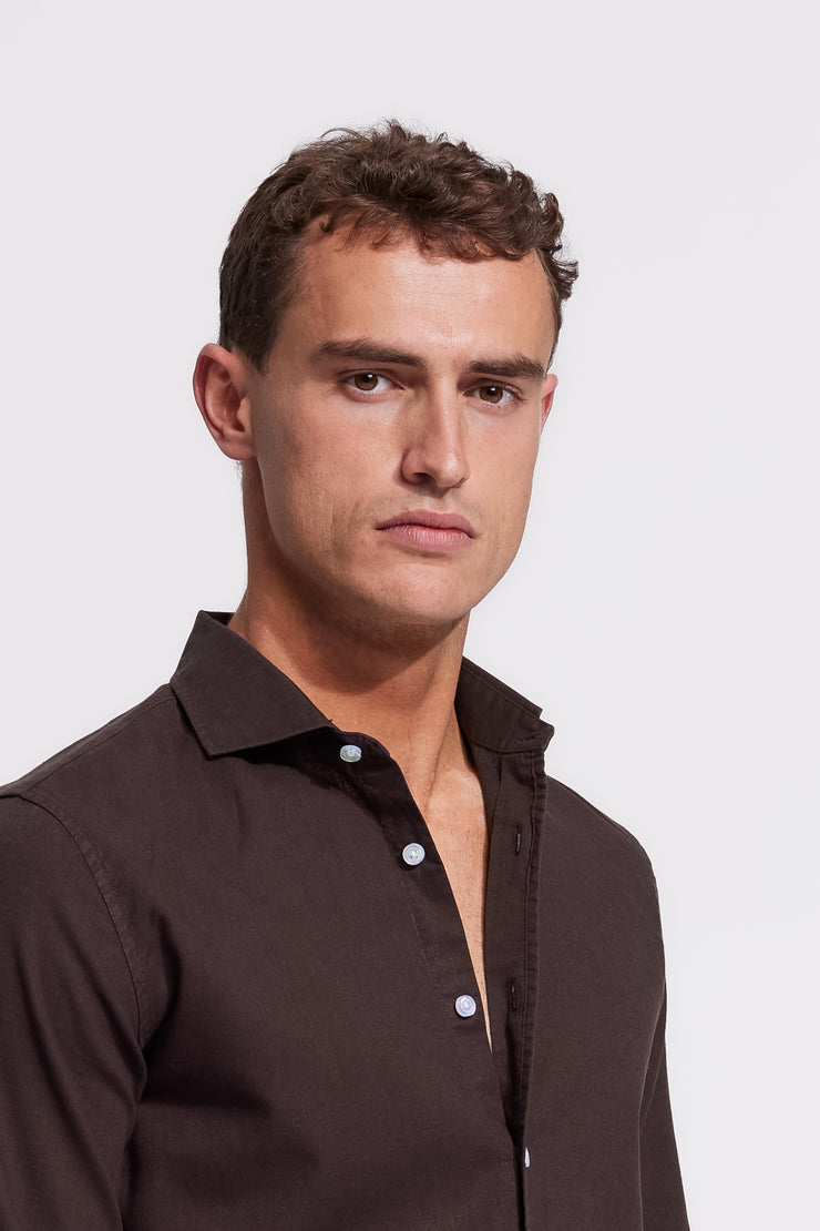 Lindo Dark Brown Linen Shirt