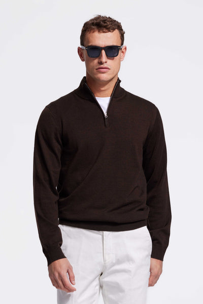 Quarter-zip Chocolate Brown Sweater
