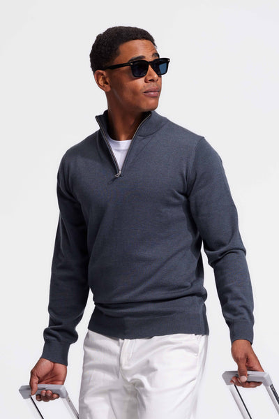 Quarter-zip Petrol Sweater