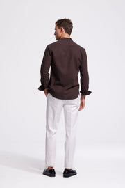 Lindo Dark Brown Linen Shirt