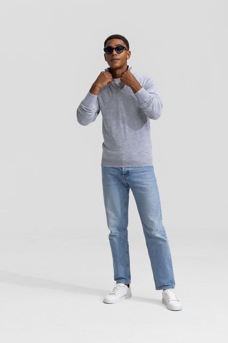 Quarter-zip Grey Sweater