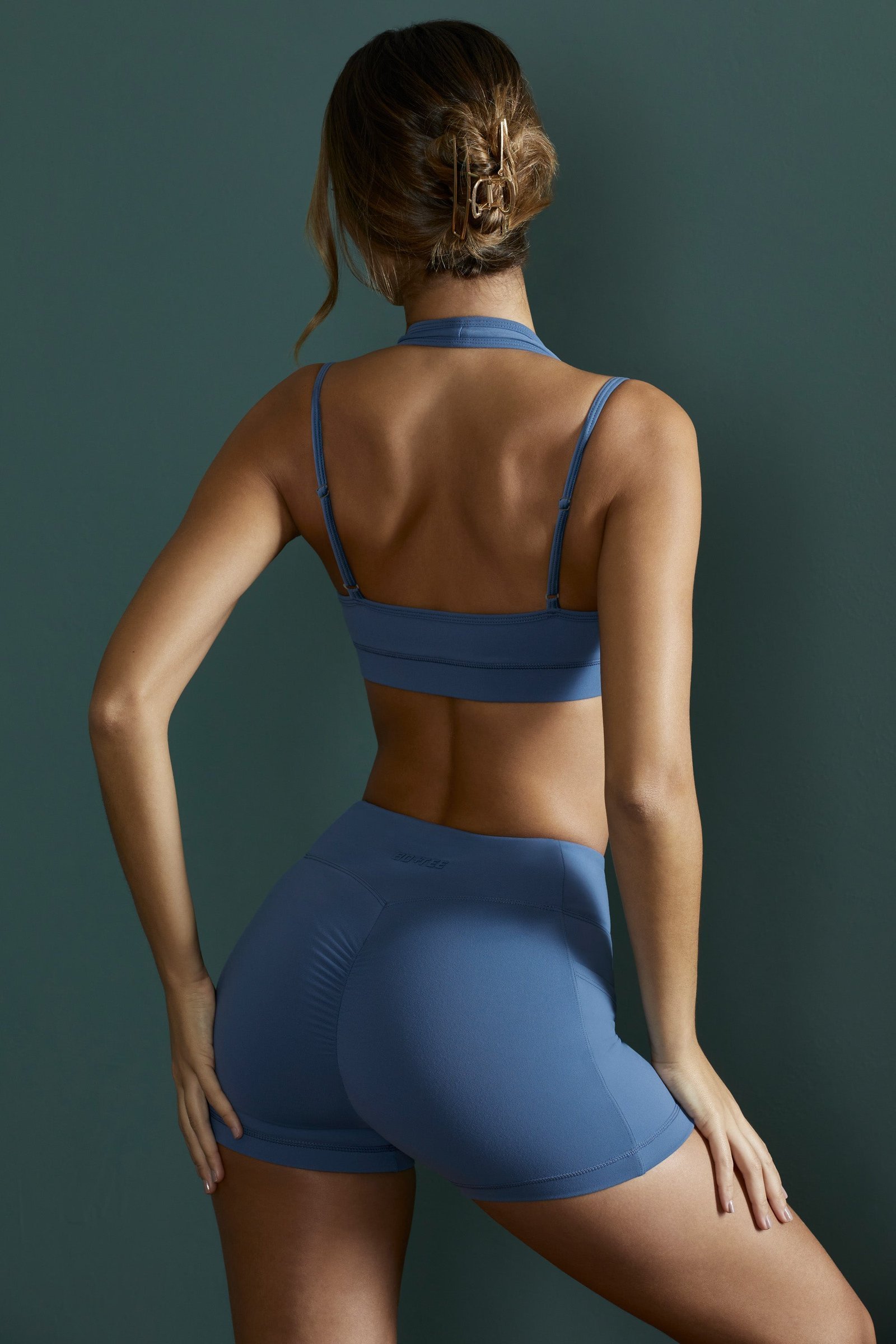 Courage - Plunge Neck Wrap Over Sports Bra in Blue - Image 3