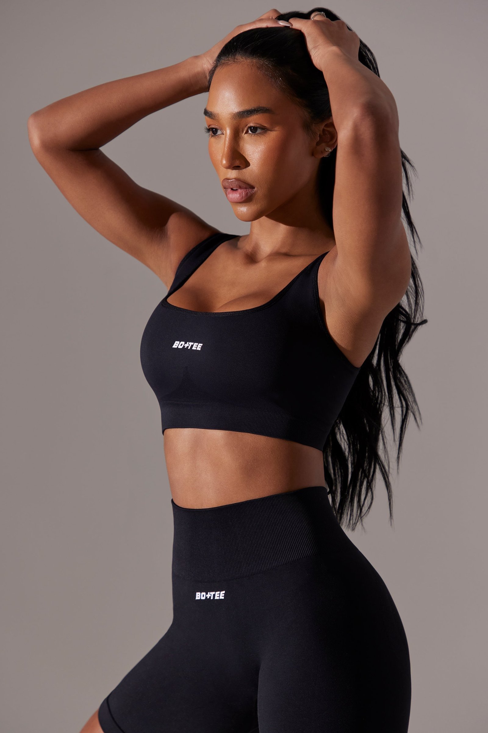 Ardour - Open Back Square Neck Sports Bra in Black - Image 8