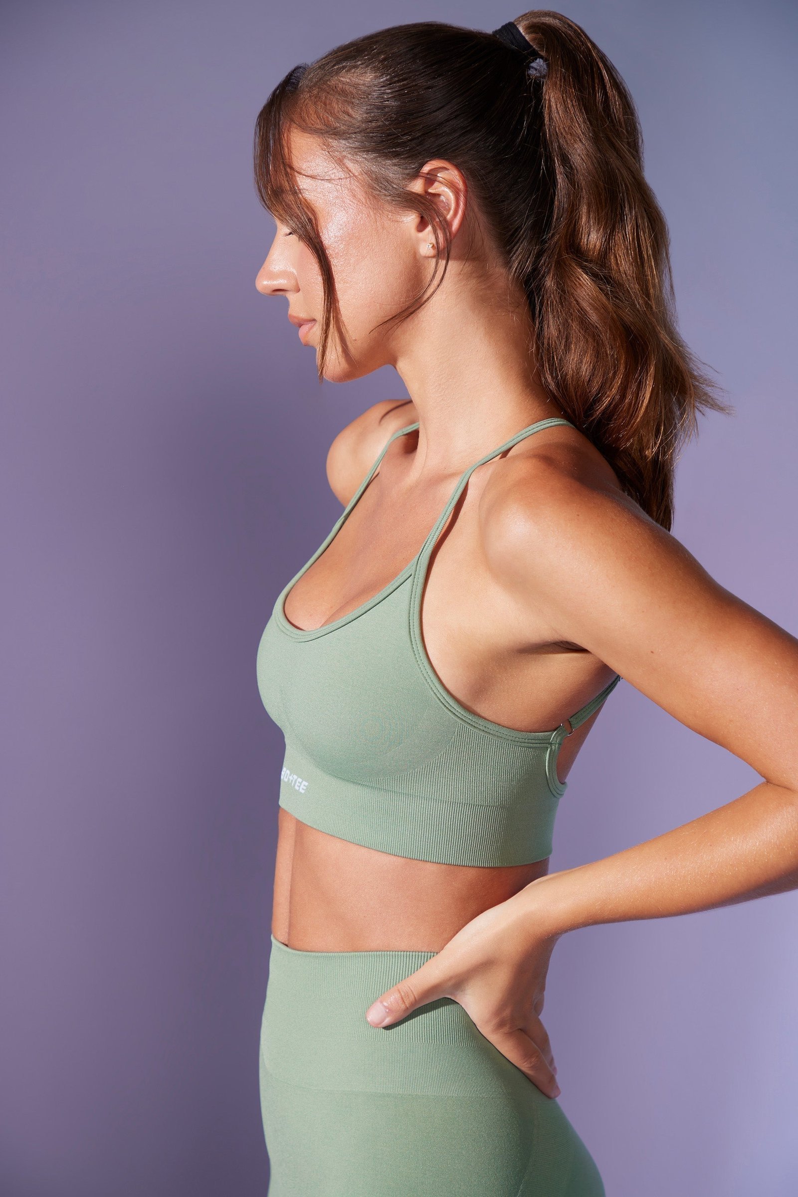 Definition - Low Back Define Luxe Sports Bra in Sage - Image 3