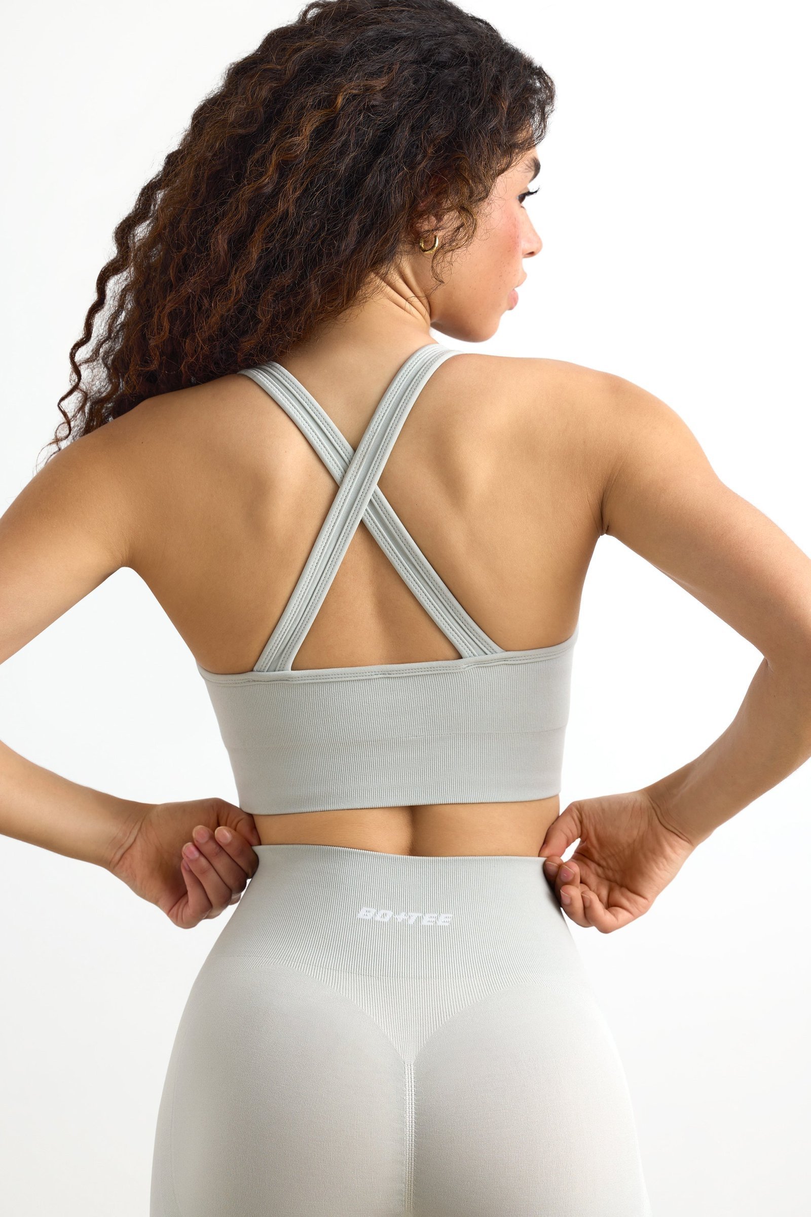 Define Luxe Cross-Back Sports Bra in Fog - Image 3