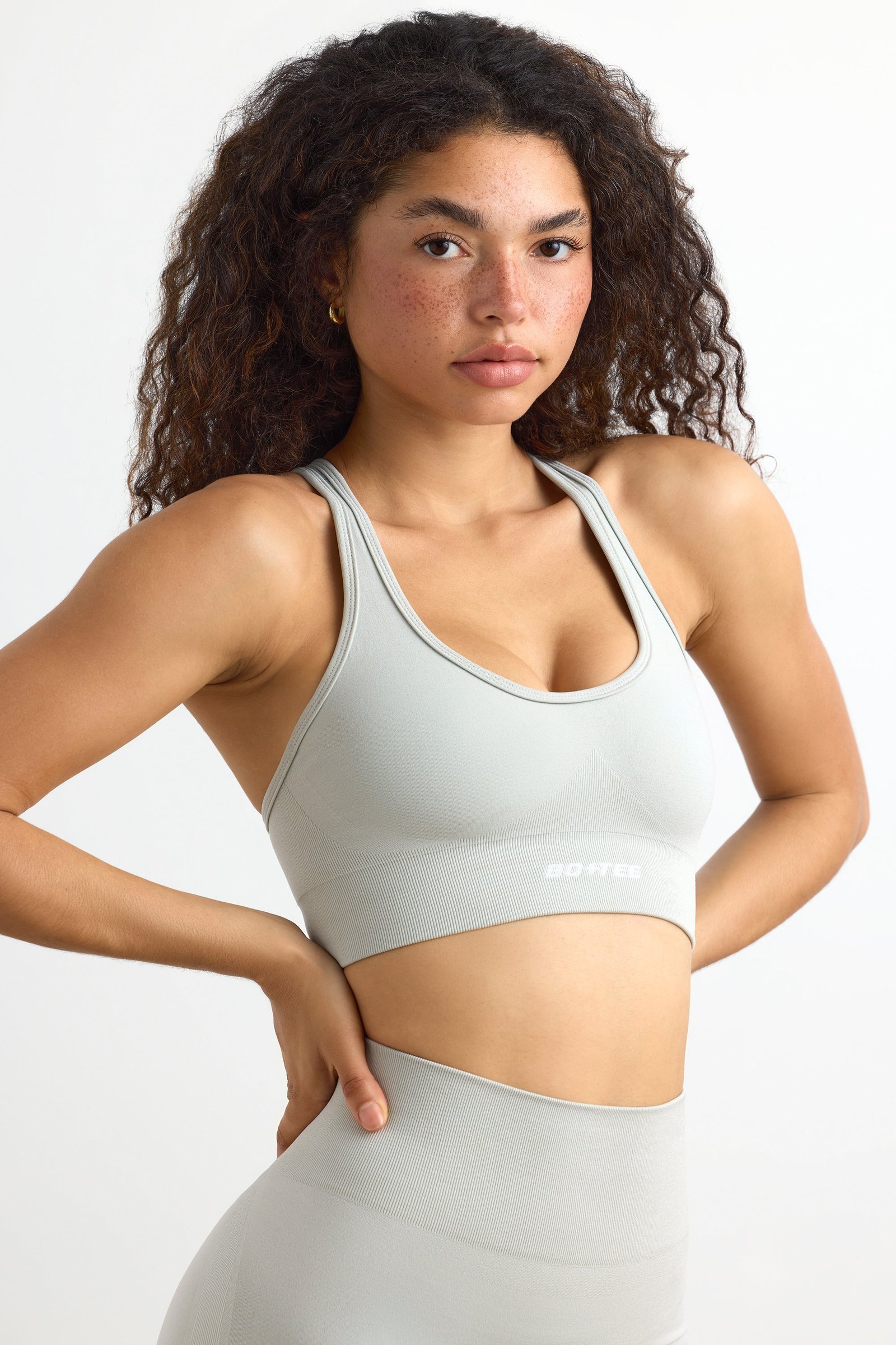 Define Luxe Cross-Back Sports Bra in Fog - Image 5