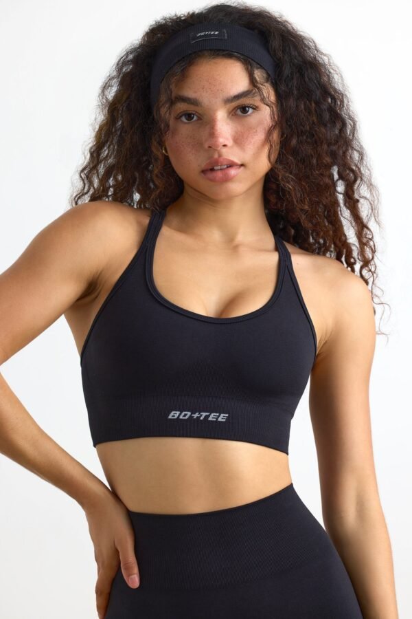 Define Luxe Strappy Sports Bra in Jet Black - Image 4