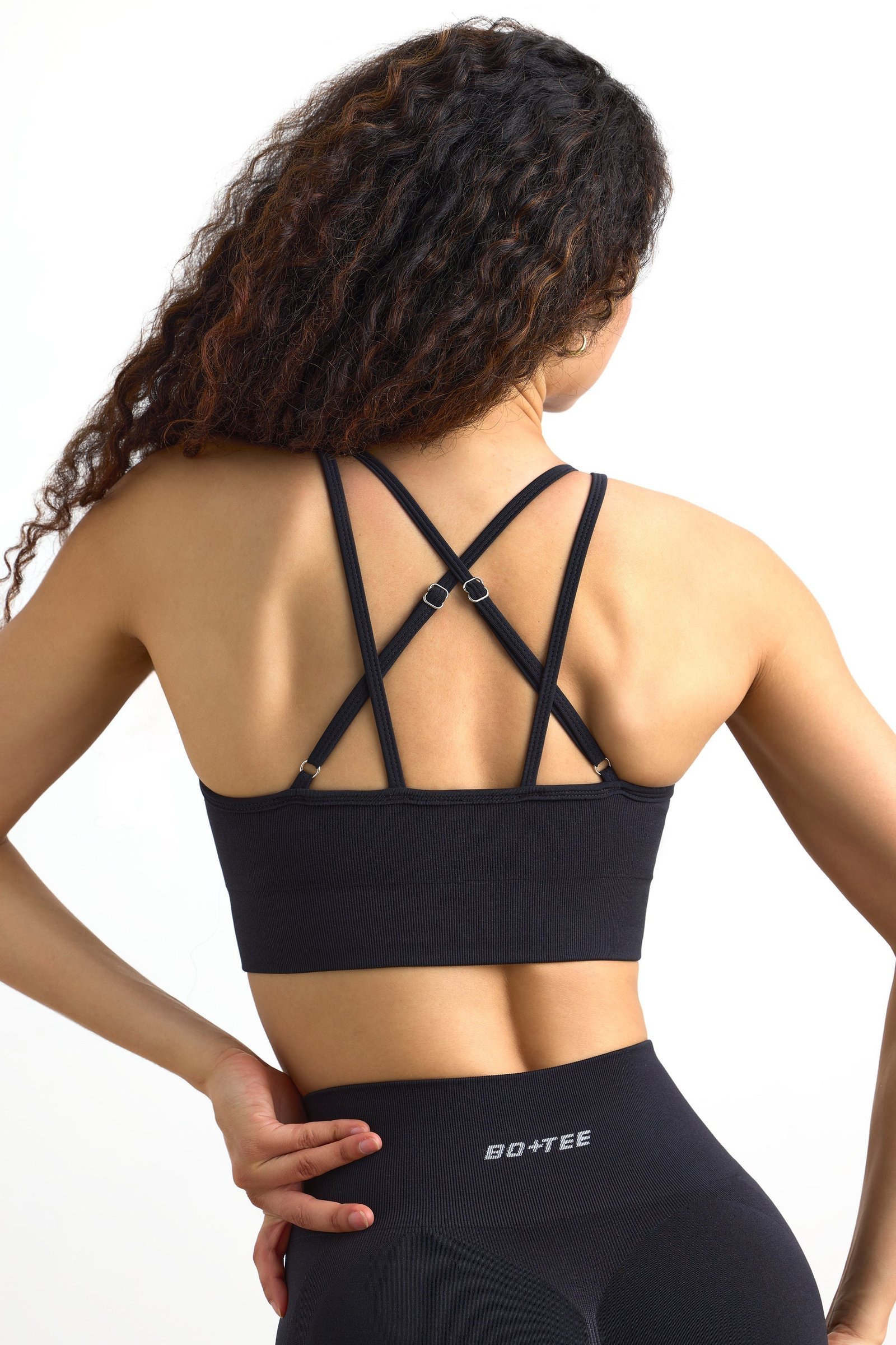 Define Luxe Strappy Sports Bra in Jet Black - Image 6