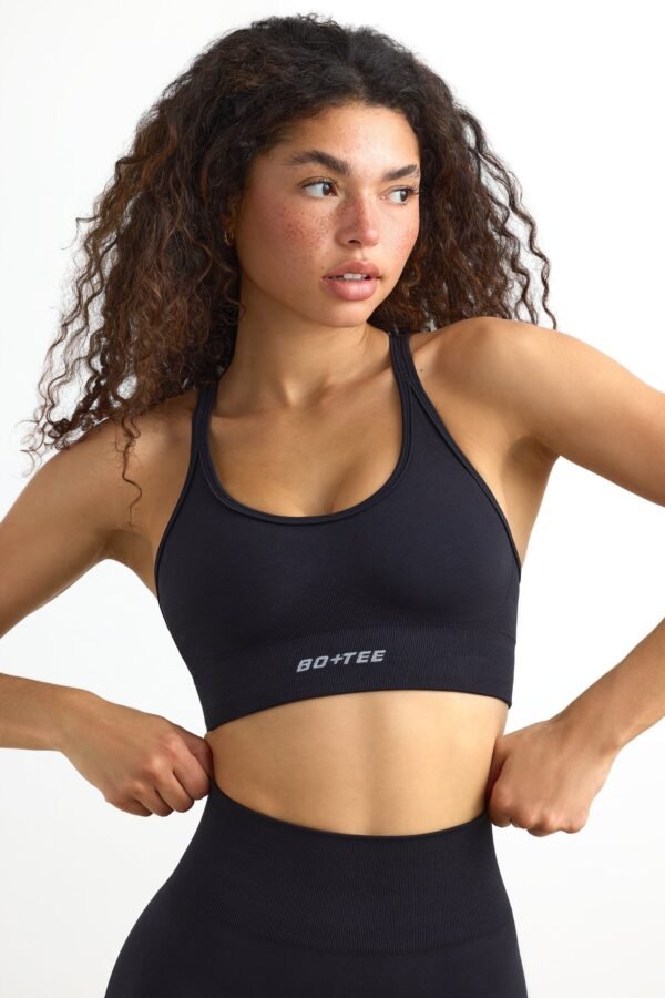 Define Luxe Strappy Sports Bra in Jet Black - Image 3