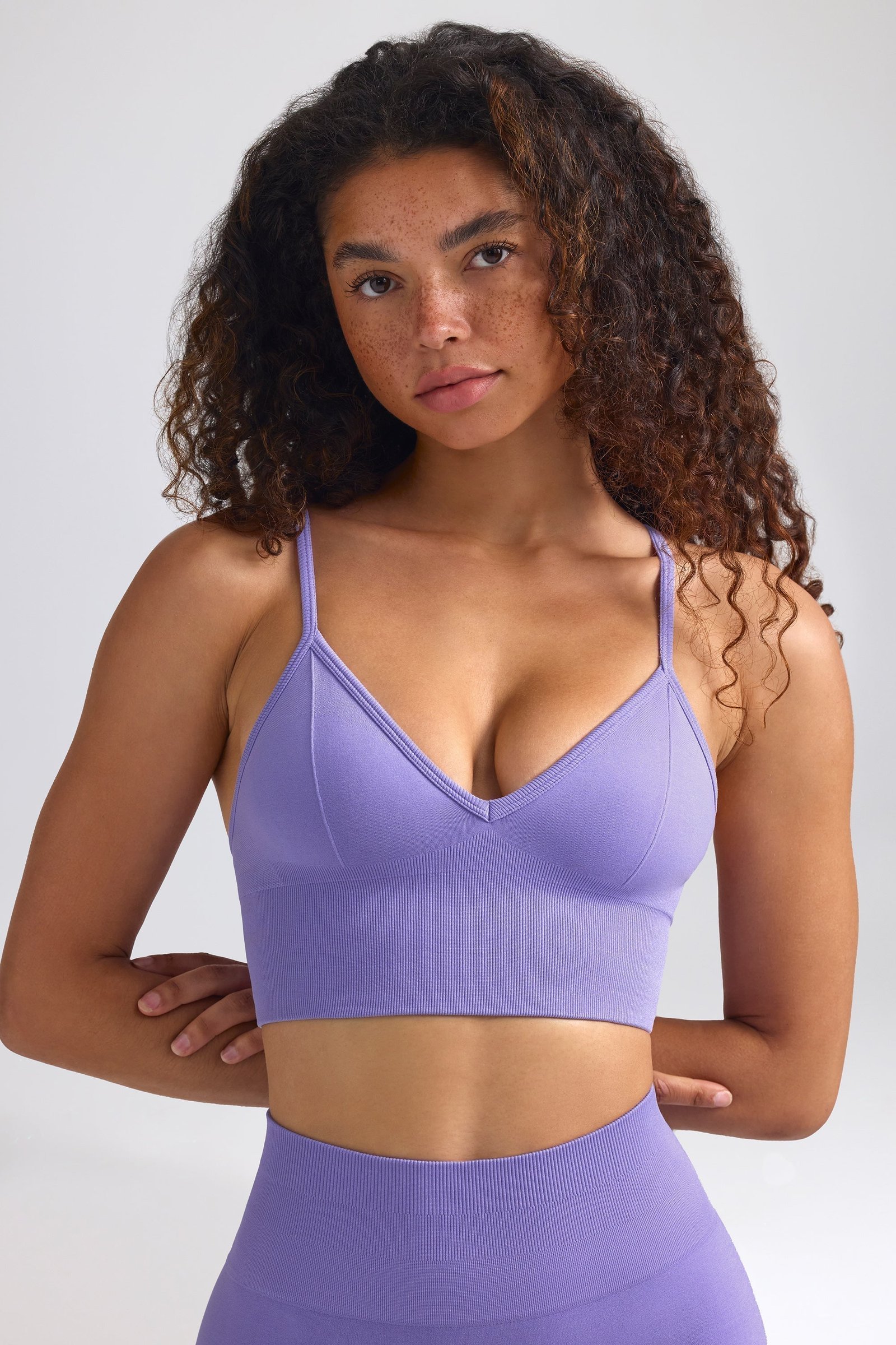 Define Luxe V-Neck Sports Bra in Purple - Image 6