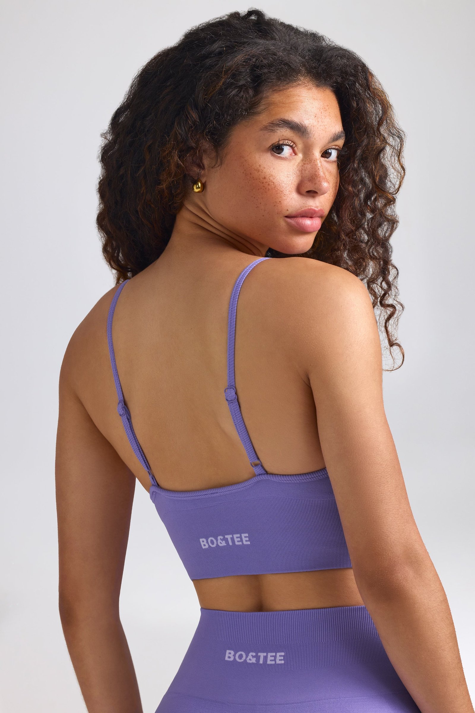Define Luxe V-Neck Sports Bra in Purple - Image 3