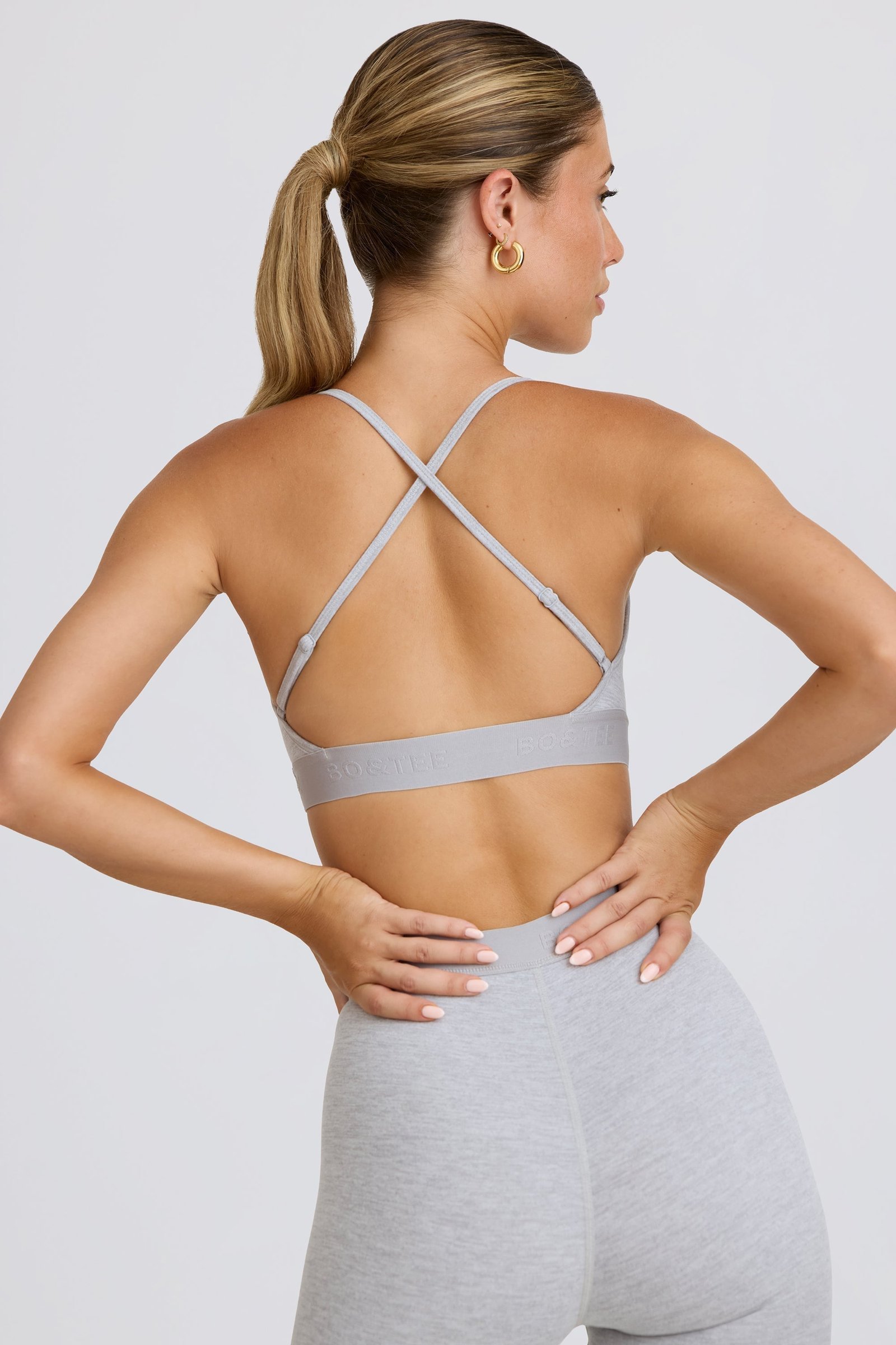 Soft Active Cross-Back Sports Bra in Grey Marl - Image 3