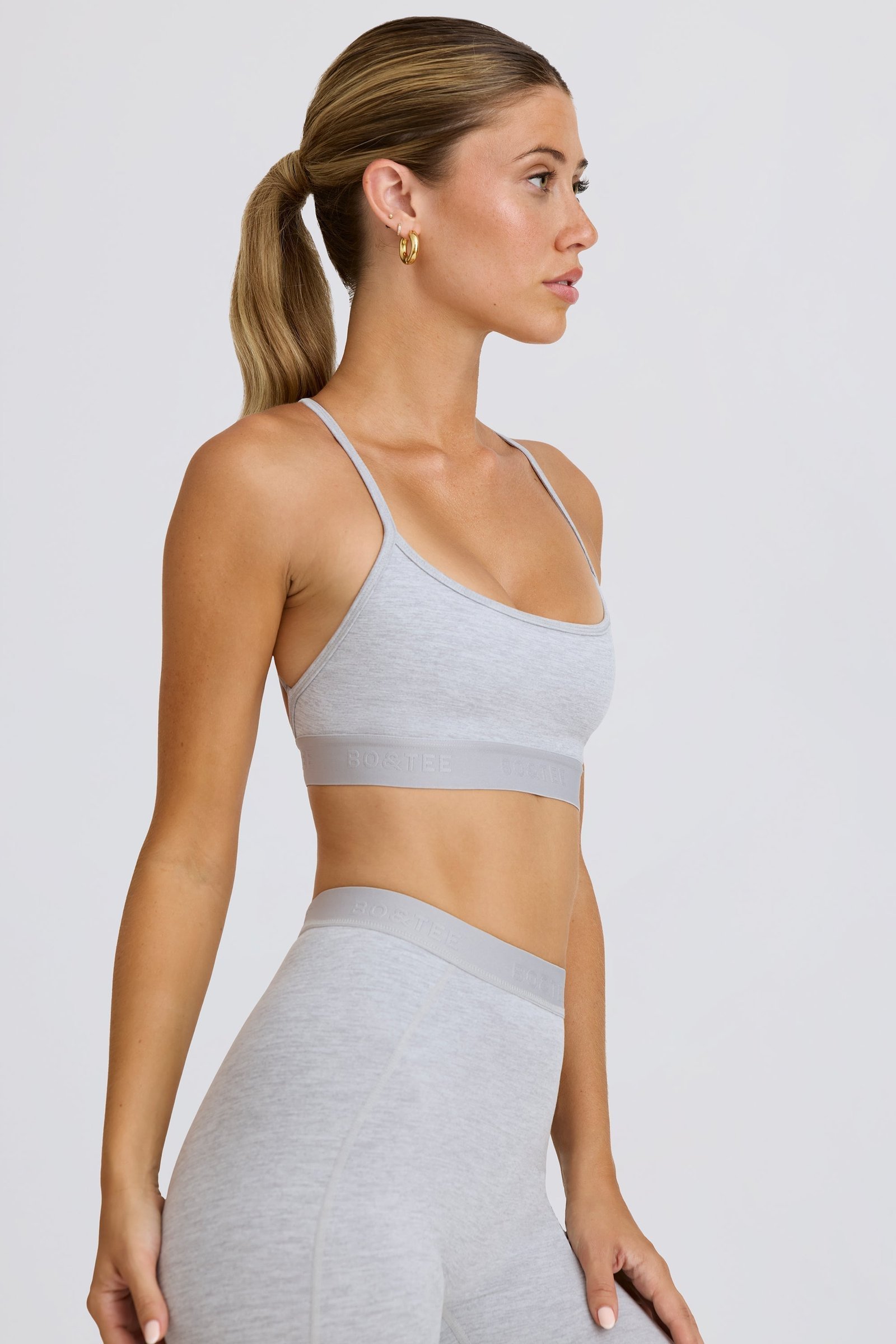 Soft Active Cross-Back Sports Bra in Grey Marl - Image 2