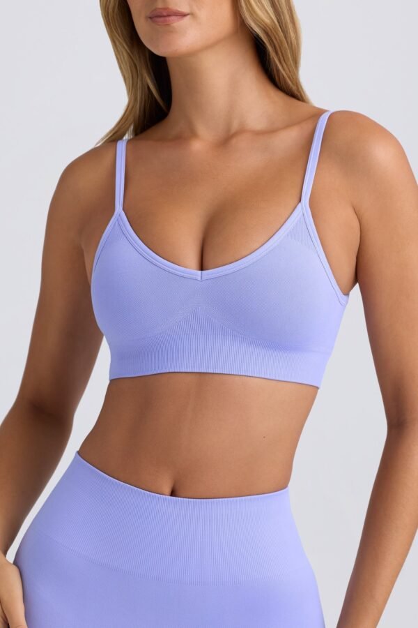 Super Sculpt Seamless Scoop-Back Sports Bra in Periwinkle - Image 4
