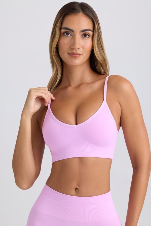 Super Sculpt Seamless Scoop-Back Sports Bra in Violet Pink - Image 4